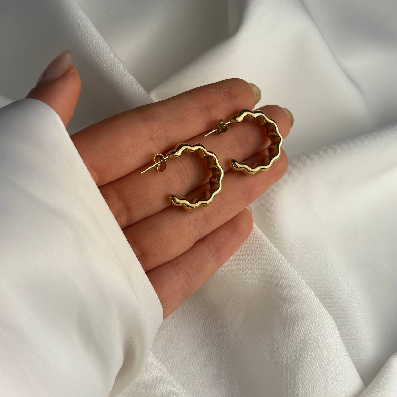 گوشواره حلقه‌ای طرح چین‌دار ژوپینگ کد40